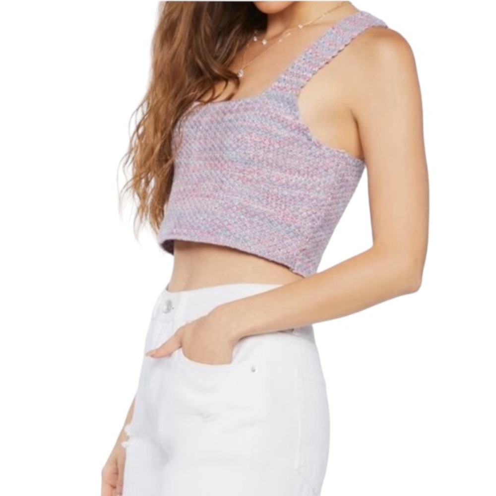 Forever 21 Knit Sweater Tank Top Cropped Pink Purple Multicolor Sizes S and XS
